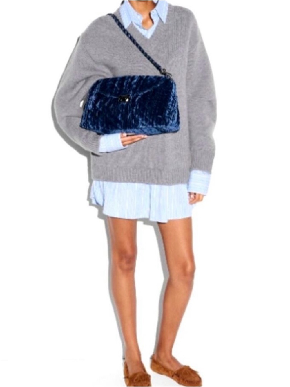 MZ WALLACE VELVET BLUE BAG TAGS $365